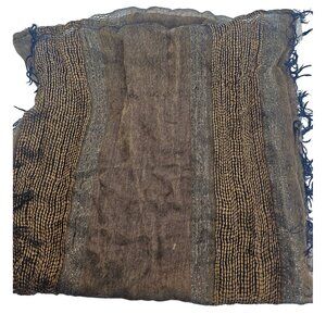 Infinity Scarf Neck Warmer Brown Black Fringed Woven 19x36"